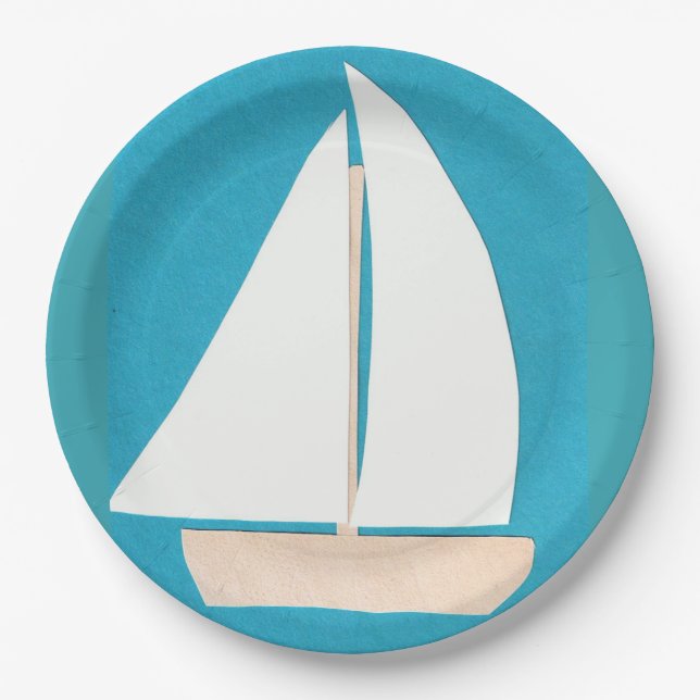 Assiettes En Carton Plaques de papier avec conception de voilier (Devant)
