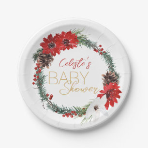 Assiettes En Carton Plaques de papier Baby shower blanc de Noël classi