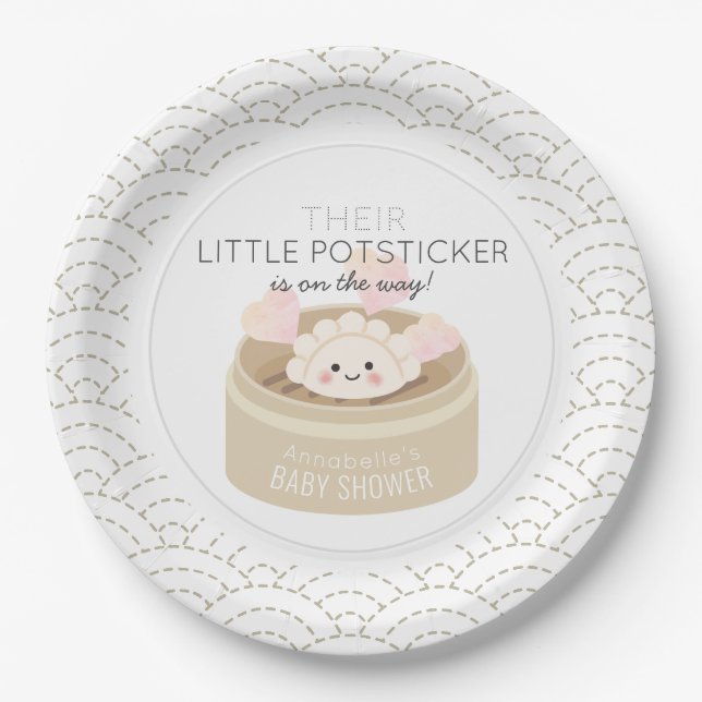 Assiettes En Carton Plaques de papier Baby shower blanc Little Potstic (Devant)
