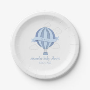 Assiettes En Carton Plaques de papier Baby shower Blue Hot Air Balloon