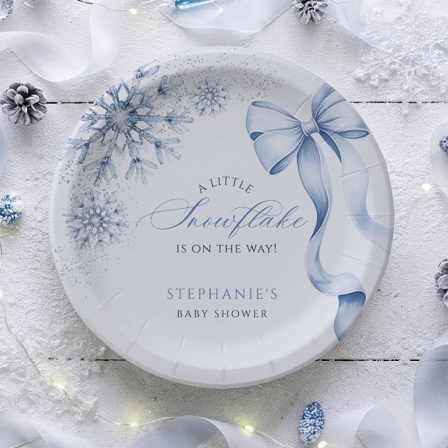 Assiettes En Carton Plaques de papier Baby shower Blue Snowflake (Créateur téléchargé)
