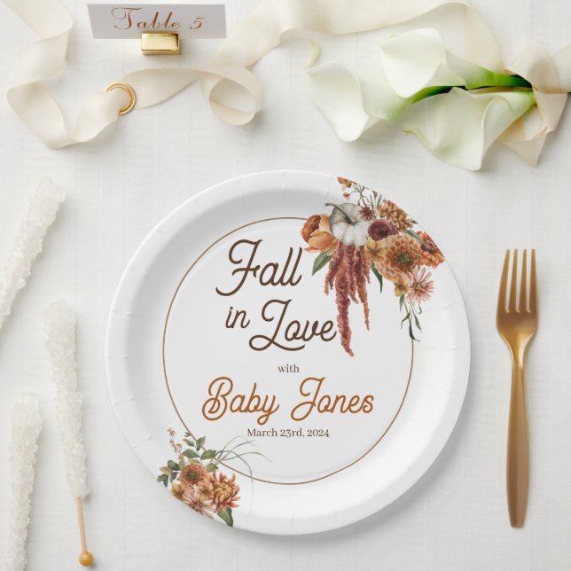 Assiettes En Carton Plaques de papier Baby shower Boho Automne (Mariage)