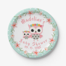 Plaques de papier Baby shower Boho Owl