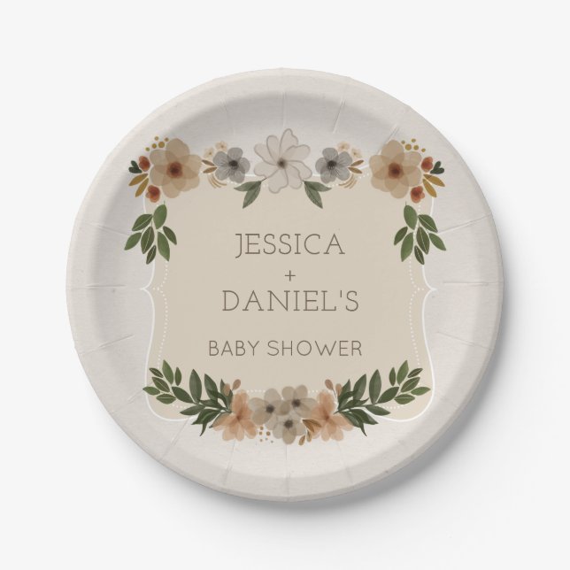 Assiettes En Carton Plaques de papier Baby shower bois modernes (Devant)