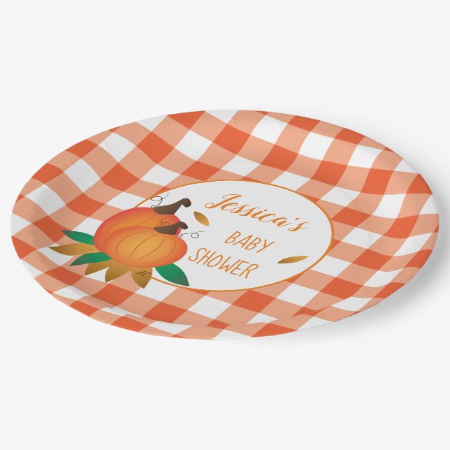 Assiettes En Carton Plaques de papier Baby shower d'automne orange pla (Angle)