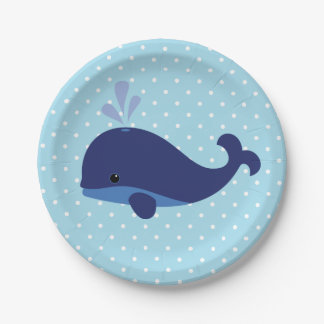 Assiettes En Carton Plaques de papier Baby shower de baleine bleue