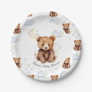 Assiettes En Carton Plaques de papier Baby shower d'ours neutres selon