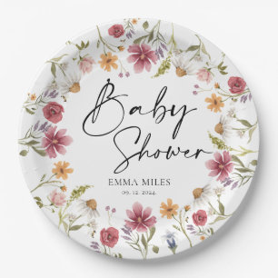 Assiettes En Carton Plaques de papier Baby shower fleur sauvage