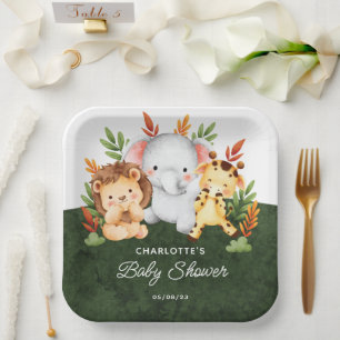 Assiettes En Carton Plaques de papier Baby shower Jungle Animaux
