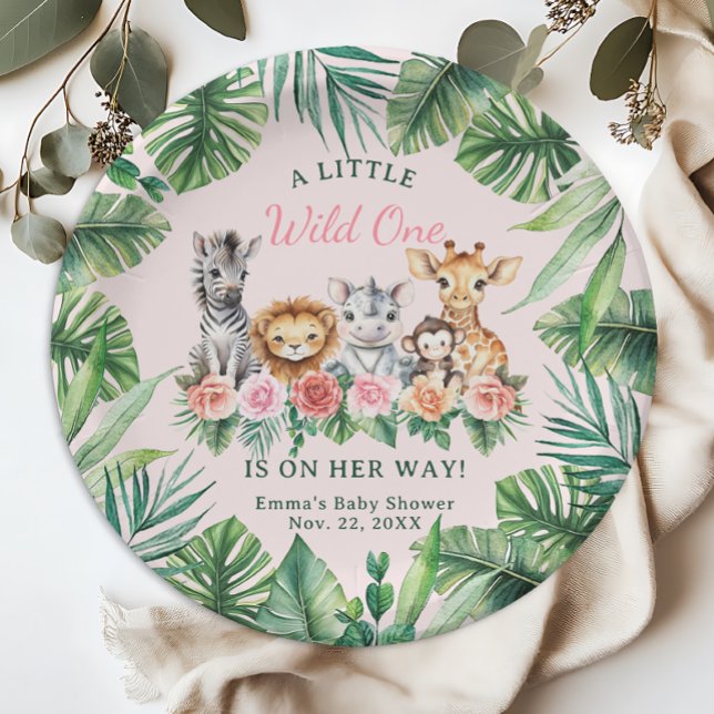 Assiettes En Carton Plaques de papier Baby shower Jungle Safari Girl - (Adorable Paper Plates)