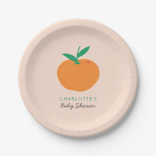 Assiettes En Carton Plaques de papier Baby shower orange Little Cutie