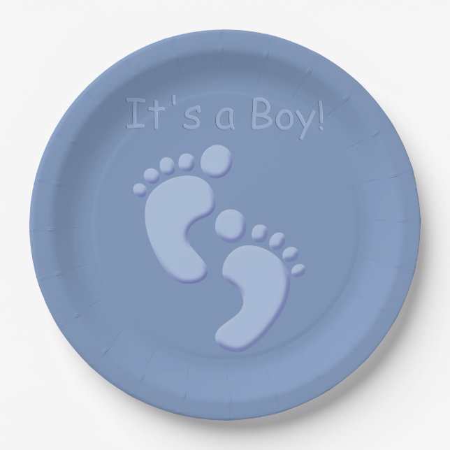 Assiettes En Carton Plaques de papier Baby shower pour bébé petit pied (Devant)