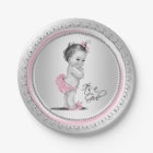 Plaques de papier Baby shower rose et argent