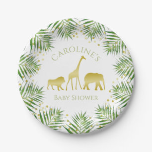 Assiettes En Carton Plaques de papier Baby shower Tropical Gold Safari