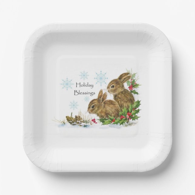 Assiettes En Carton Plaques de papier "Bénédictions de vacances" Noël (Recto)