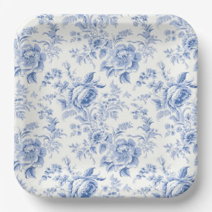 Assiettes En Carton Plaques de papier bleu vintage en toile florale
