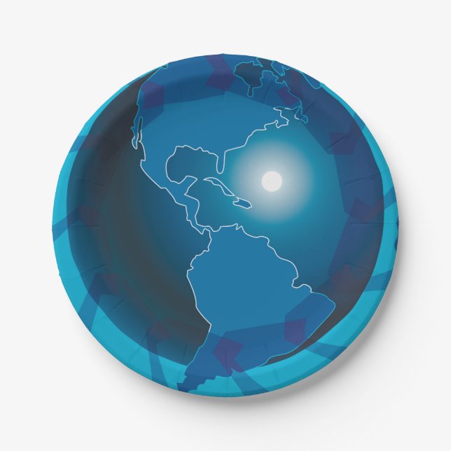 Assiettes En Carton Plaques de papier Blue Globe (Devant)