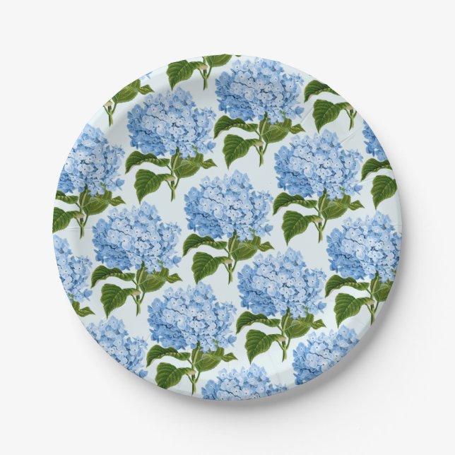 Assiettes En Carton Plaques de papier Blue Hydrangea (Devant)