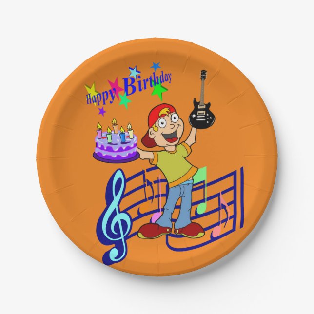 Assiettes En Carton Plaques de papier, Bonne musique de guitare rock d (Devant)