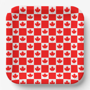 Assiettes En Carton Plaques de papier carré du drapeau canadien pour