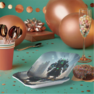 Assiettes En Carton Plaques de papier carré Robot 4