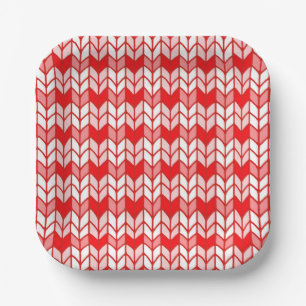 Assiettes En Carton Plaques de papier Carré ROUGE EN VICHY KNIT 7"
