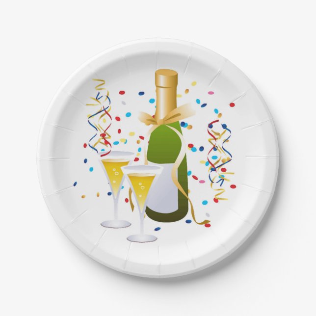 Assiettes En Carton Plaques de papier/Champagne et verres (Devant)