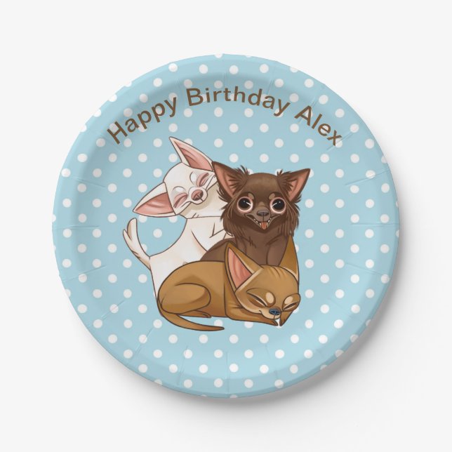 Assiettes En Carton Plaques de papier Chihuahua bleu (Devant)
