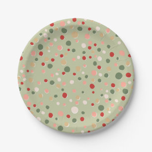 Assiettes En Carton Plaques de papier Confetti de Noël à points Polka