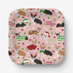 Assiettes En Carton Plaques de papier Corgi de Noël