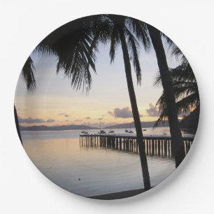 Assiettes En Carton Plaques de papier couché de soleil des îles Whit