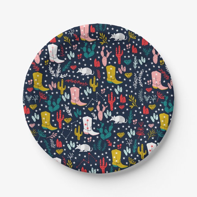 Assiettes En Carton Plaques de papier cowgirl Western mignonnes (Devant)