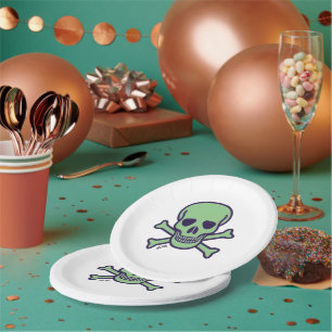 Assiettes En Carton Plaques de papier crâne vert