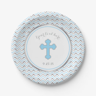 Assiettes En Carton Plaques de papier croisé bleu et argent