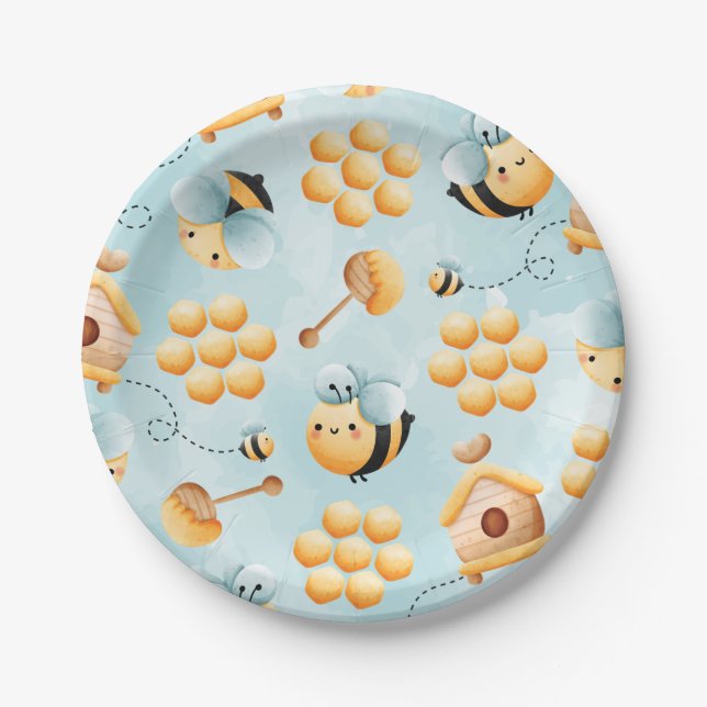 Assiettes En Carton Plaques de papier d'abeille de miel (Devant)