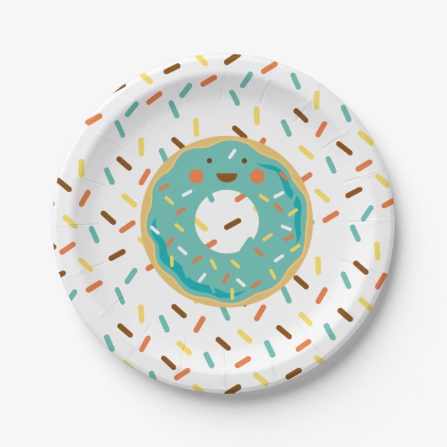 Assiettes En Carton Plaques de papier d'anniversaire de Donut (Devant)