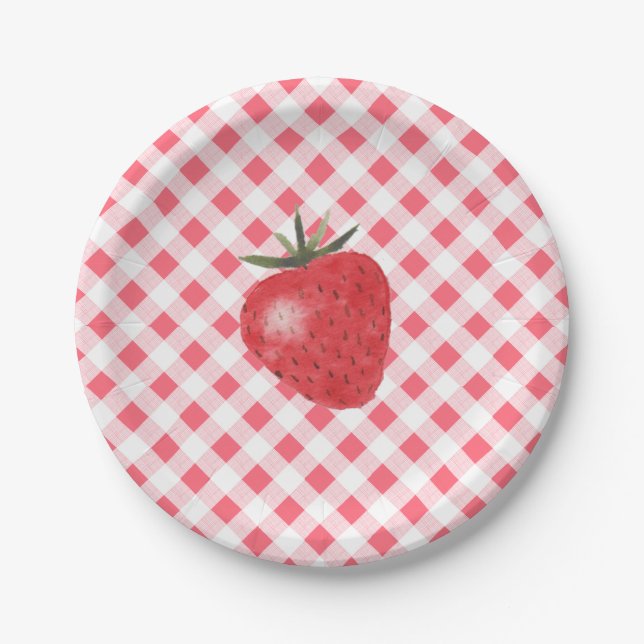 Assiettes En Carton Plaques de papier d'anniversaire de fraise (Devant)