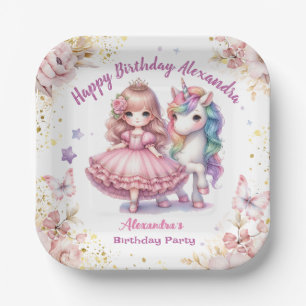 Assiettes En Carton Plaques de papier d'anniversaire de la Princesse U