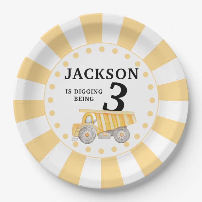 Assiettes En Carton Plaques de papier d'anniversaire en construction (Devant)