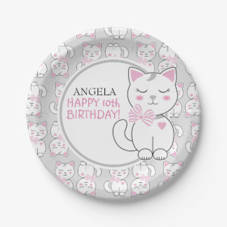 Assiettes En Carton Plaques de papier d'anniversaire Motif de chats
