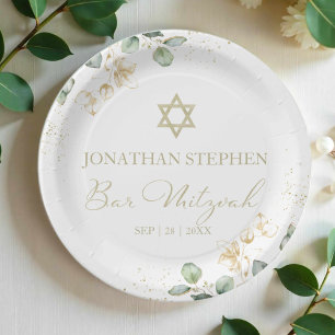Assiettes En Carton Plaques de papier d'aquarelle Bar Mitzvah Eucaly