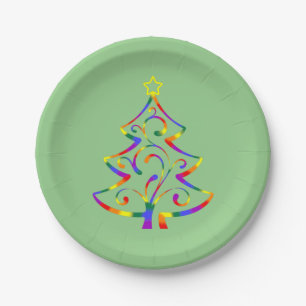 Assiettes En Carton Plaques de papier d'arbre de Noël LGBT+ Pride