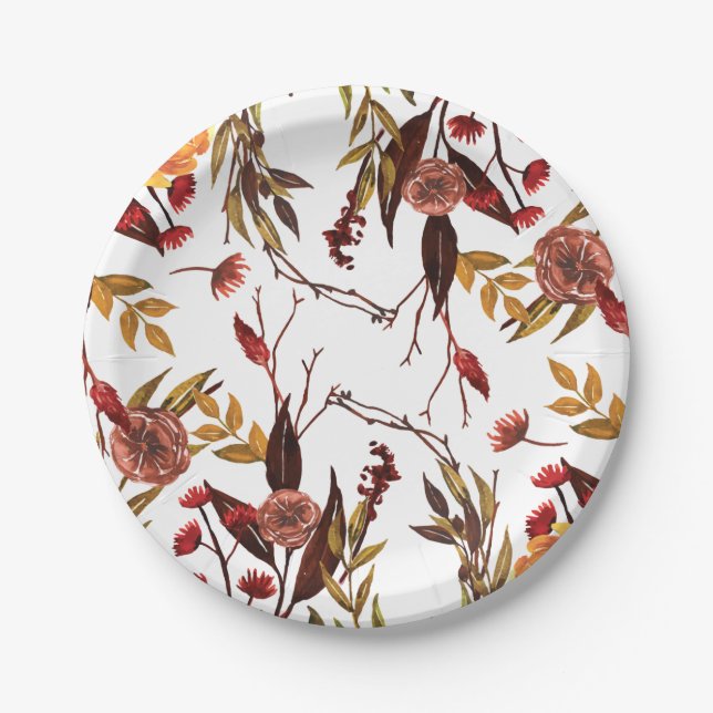 Assiettes En Carton Plaques de papier d'automne rustiques (Devant)