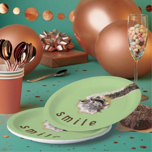 Assiettes En Carton Plaques de papier d'autruche amusantes sourire - T (Multi)