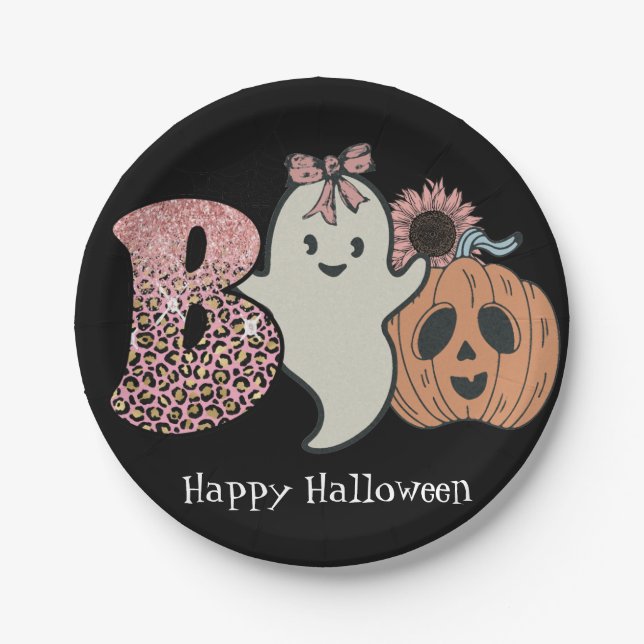 Assiettes En Carton Plaques de papier de caisse d'Halloween (Devant)