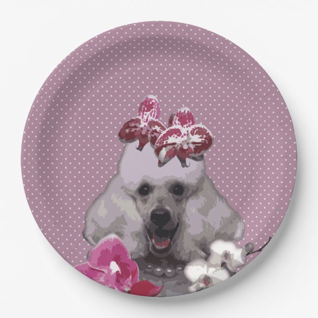 Assiettes En Carton Plaques de papier de caniche rose 9" (Devant)