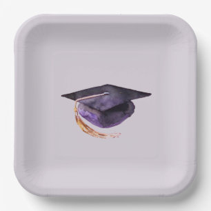 Assiettes En Carton Plaques de papier de capuchon de graduation violet
