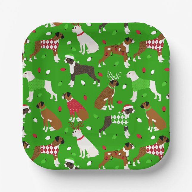 Assiettes En Carton Plaques de papier de chien de boîte de Noël (Recto)
