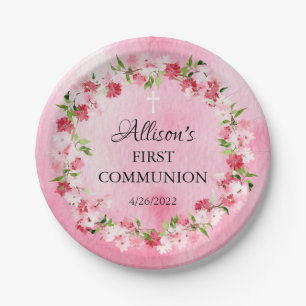 Assiettes En Carton Plaques de papier de communion florale