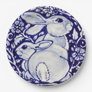 Assiettes En Carton Plaques de papier de concepteur florale de lapin b